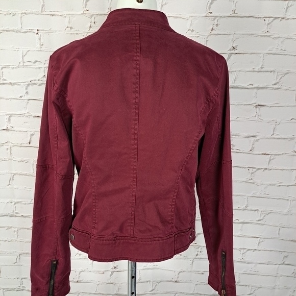 ANTHROPOLOGIE Sanctuary Military Moto Field Jacket Burgundy - Picture 6 of 15
